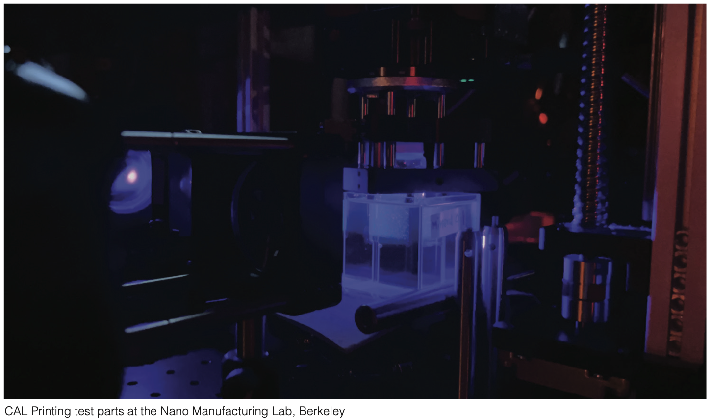 CAL printing test parts at the Nano Manufacturing Lab, Berkeley